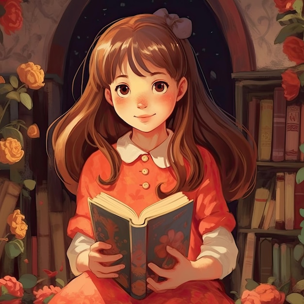 girl reading book art