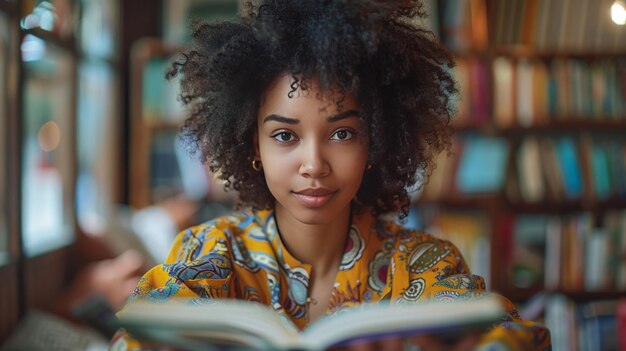 Girl Reading Book at Table