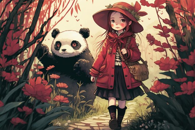 Girl With Panda Hat Free Vector and graphic 185188180.