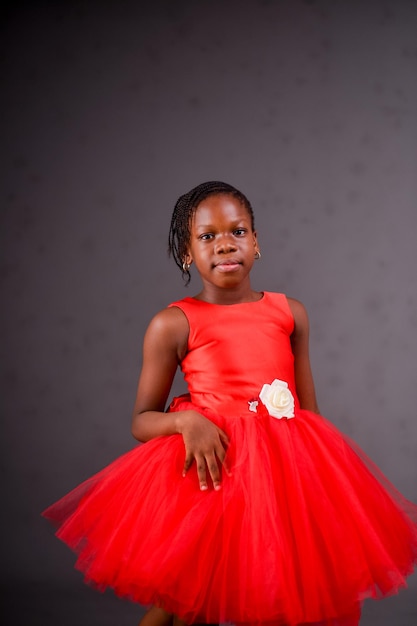 A girl in a red dress