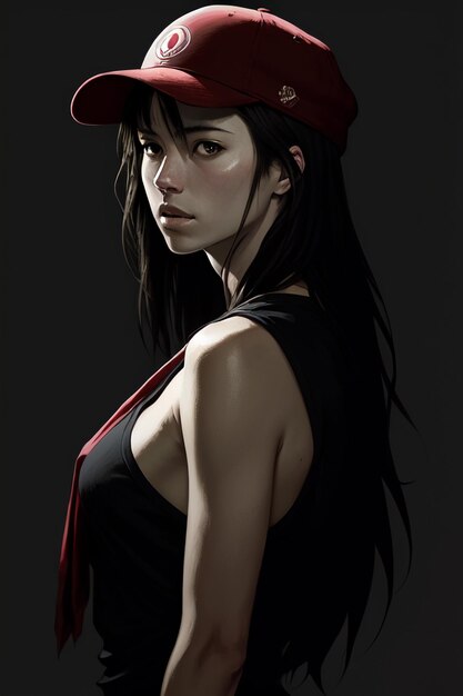 A girl in a red hat