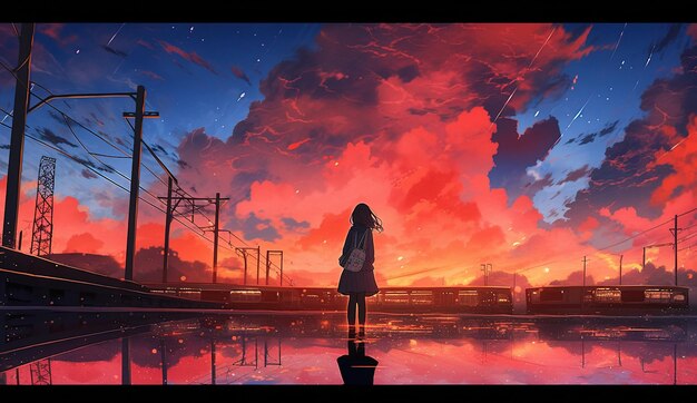 Anime Sunset Sky AI Generated [1920x1080] : r/wallpapers