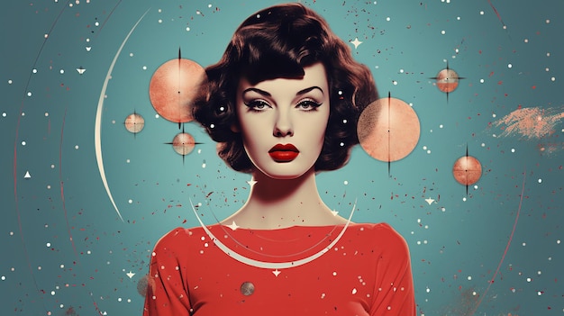 Photo girl retro space universe