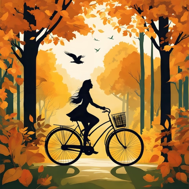 a girl riding a bike with a basket on the front