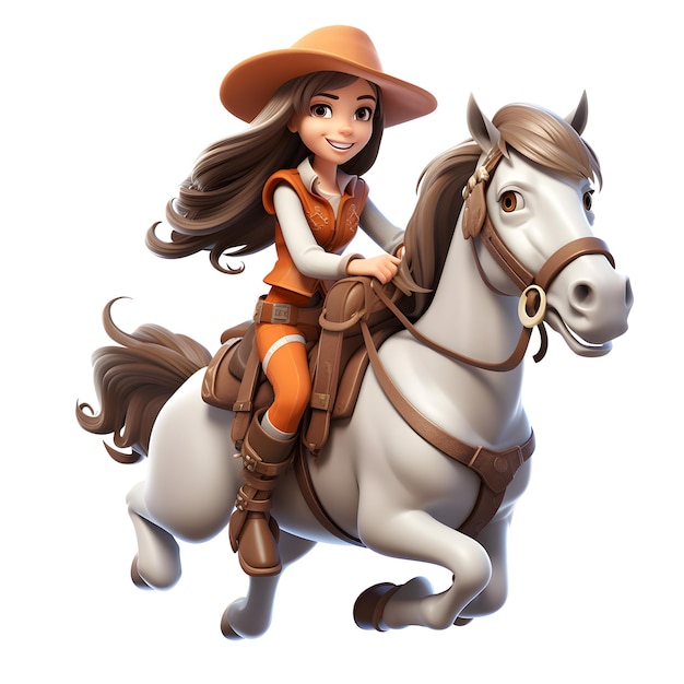 Photo girl riding a horse isolated on white