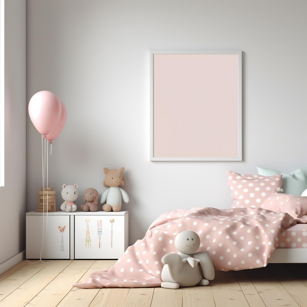 girl room wall art mockup