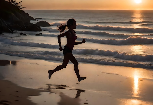 Photo girl running on beach