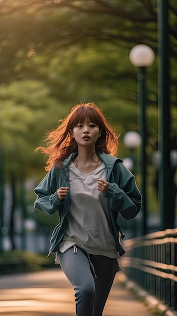 girl running in park