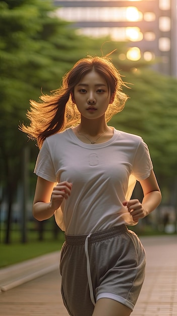 girl running in park