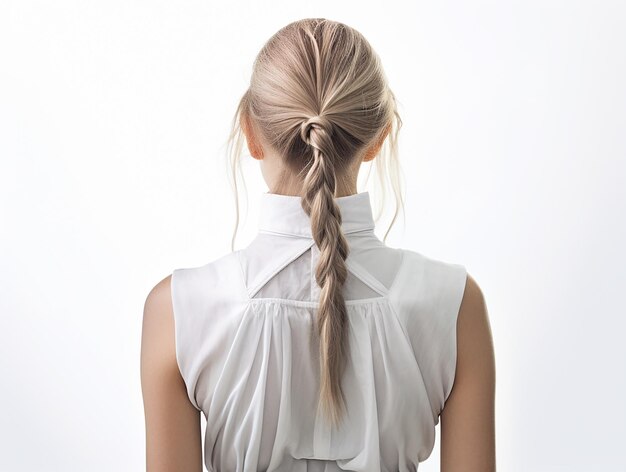 Girl's back showing her hairstyle topsy tail braid