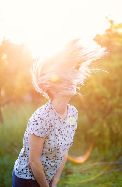 Girl's hair in the setting sun