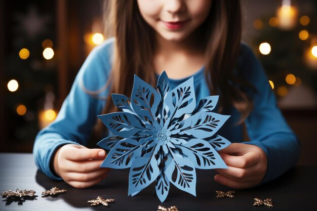 Girl's handmade snowflake for the New Year