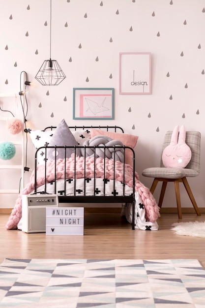 Girl's pastel bedroom interior