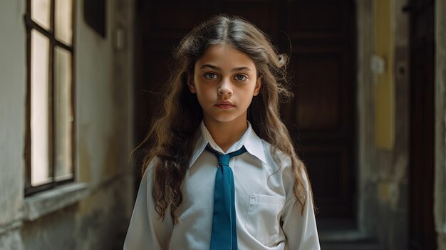 Foto ragazza in uniforme scolastica