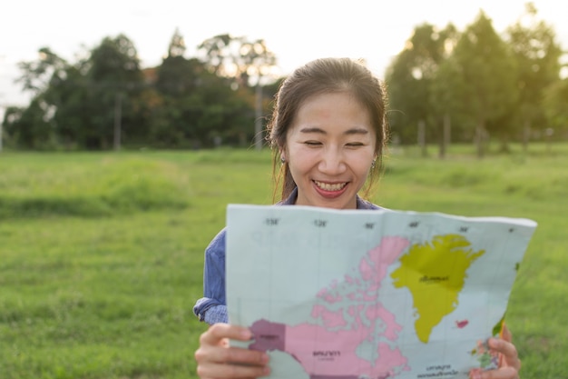 Girl seeing the map