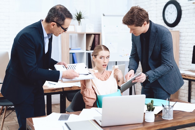 Girl shocked that bosses want to fire her.