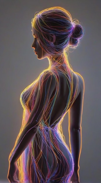 Girl shrouded in neon threads