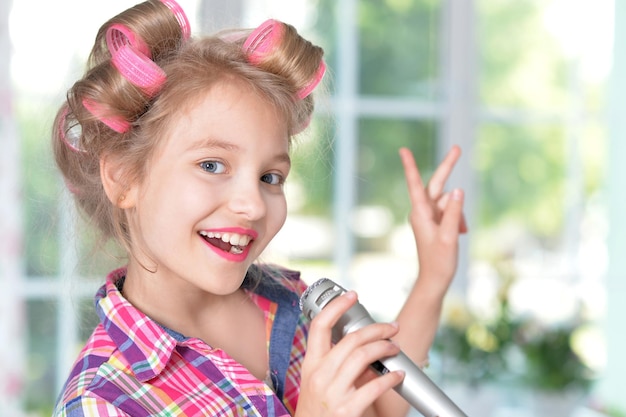 Girl singing karaoke