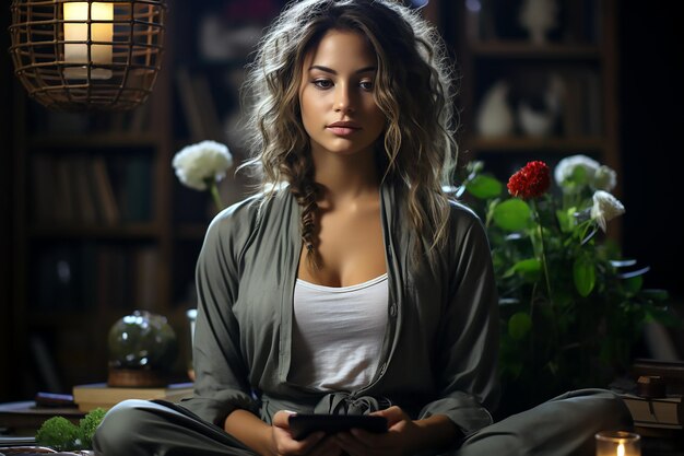 A girl sits on a couch and holds a gift.