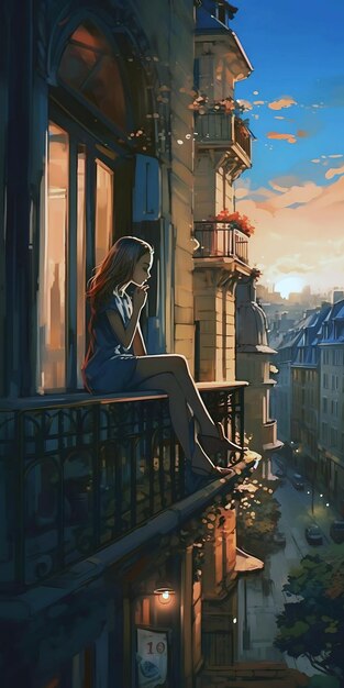 girl sitting on a balcony