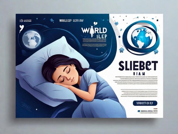 Photo girl sleeping in bed at night landing page design template