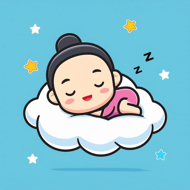 a girl sleeping in a cloud