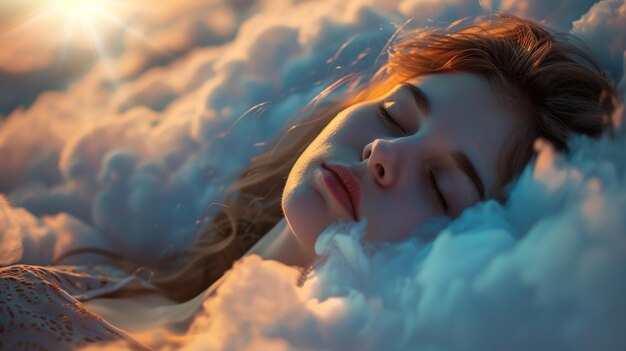 The girl sleeps in the clouds Dream generative ai