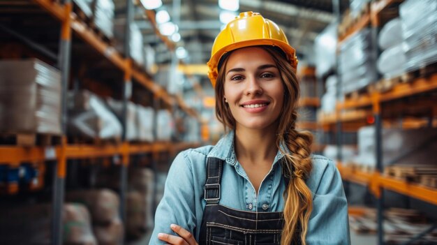 girl smiling in warehouse or distribution room