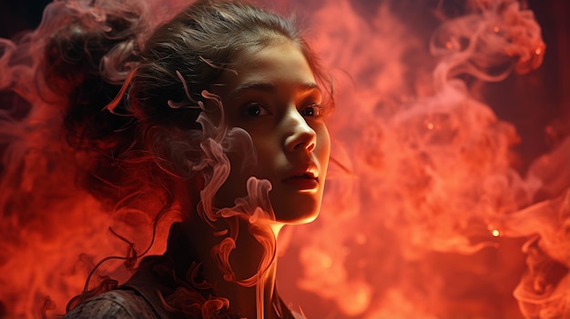 girl in smoke HD wallpaper photographic image