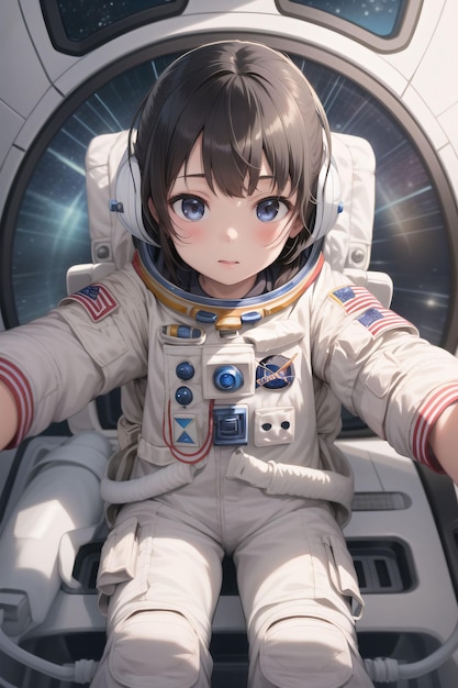 A girl in a space suit