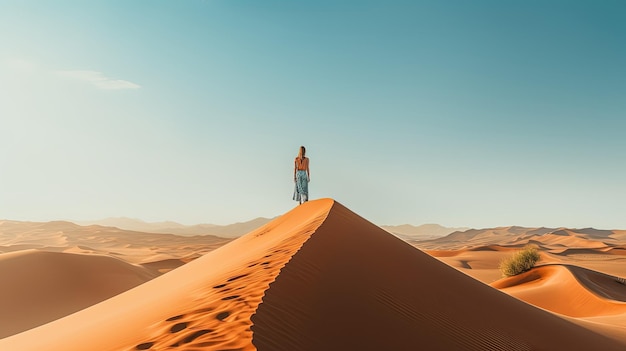 girl standing on desert