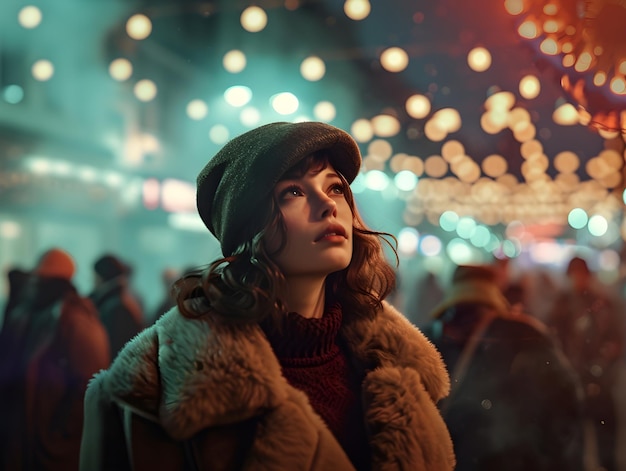 Foto una ragazza in piedi in una strada in inverno