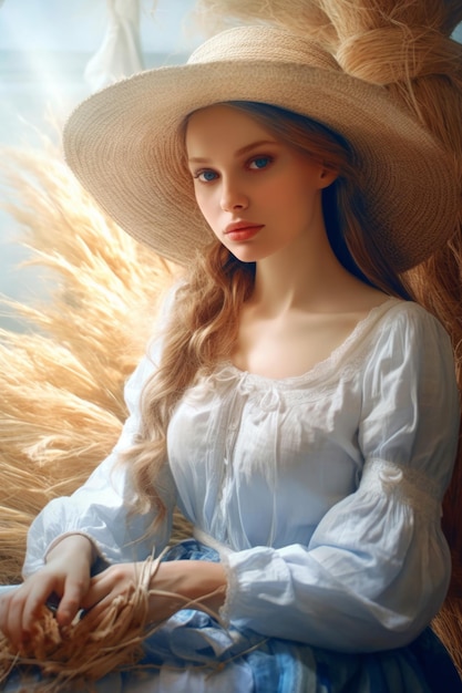 Girl in a straw hat