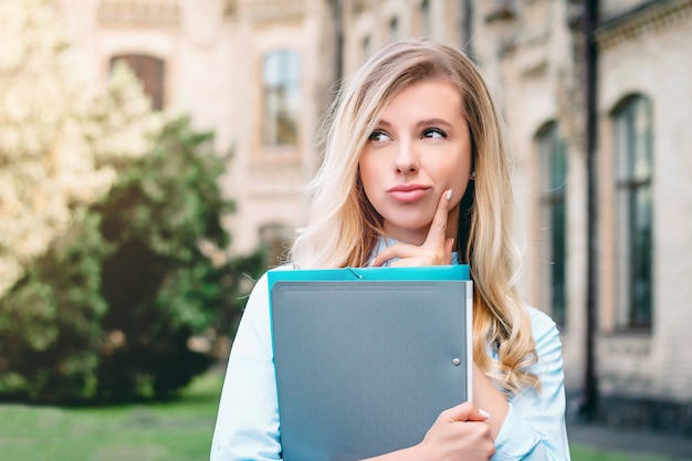 Girl student thought. Girl recalls homework