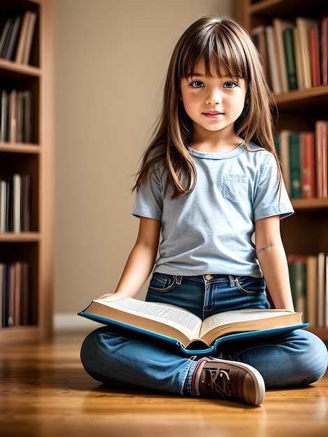 Girl Studying Books At Home AI Generative