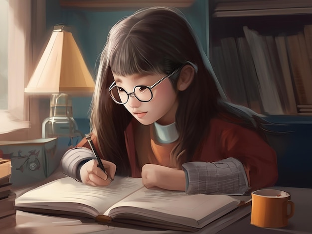 Girl studying