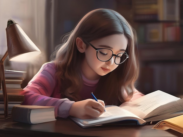 Girl studying