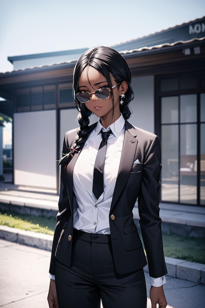 A girl in a suit