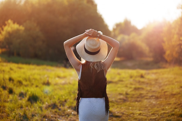 girl in summer in the field