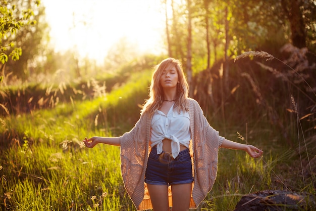 girl in summer in the field