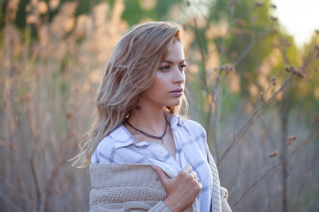 girl in summer in the field