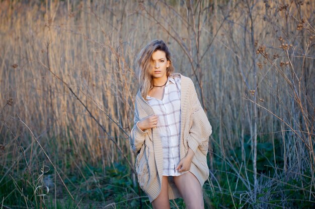 girl in summer in the field