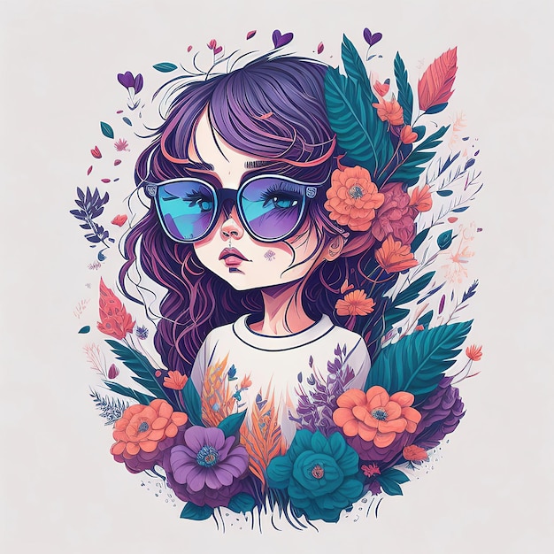 girl in sunglasses vector illustration