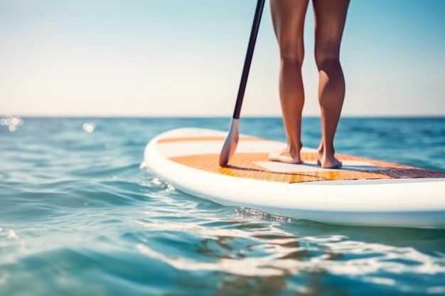 Girl on sup board Created with generative Ai technology