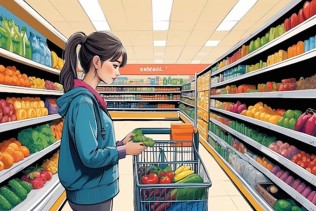 スーパーマーケットの女の子