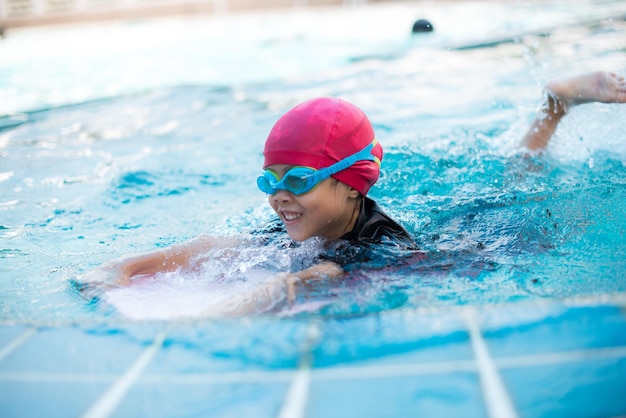 Girl swimming in pool