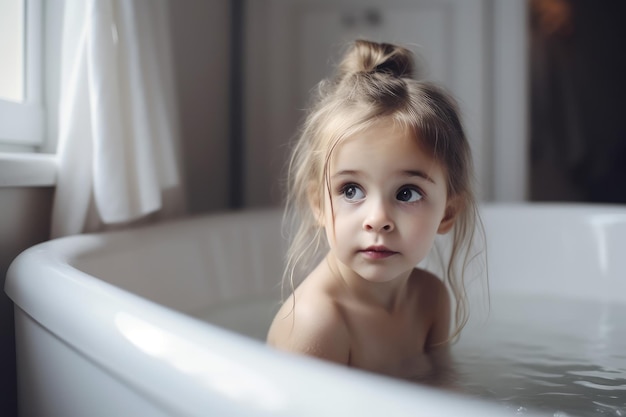 Girl taking bath shower Generate Ai