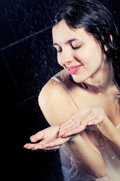 Girl taking a shower