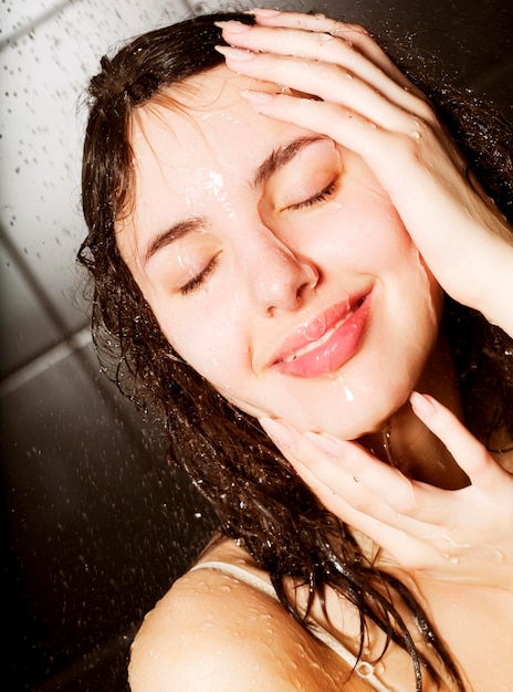 Girl taking a shower