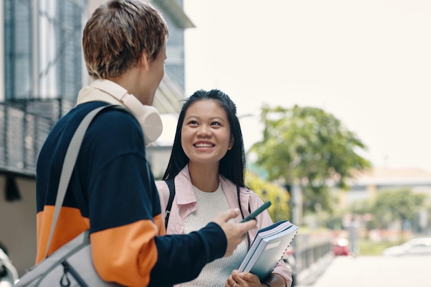 girl talking to her classmate